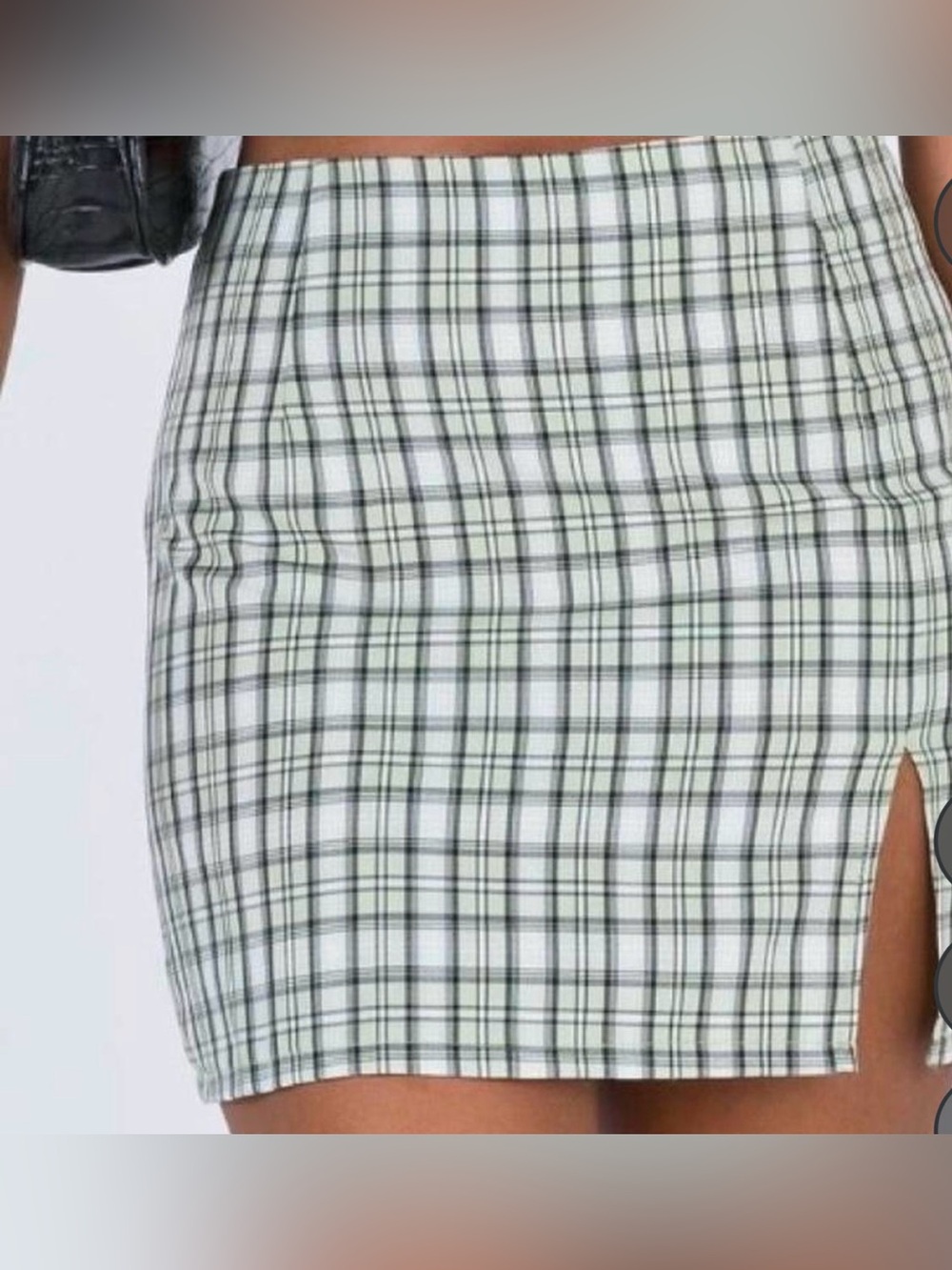Princess Polly Plaid Mini Skirt in Green, White and Black - Classic Fit